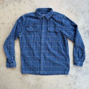 Patagonia Flannel Shirt Men's Medium Blue Plaid Organic Cotton